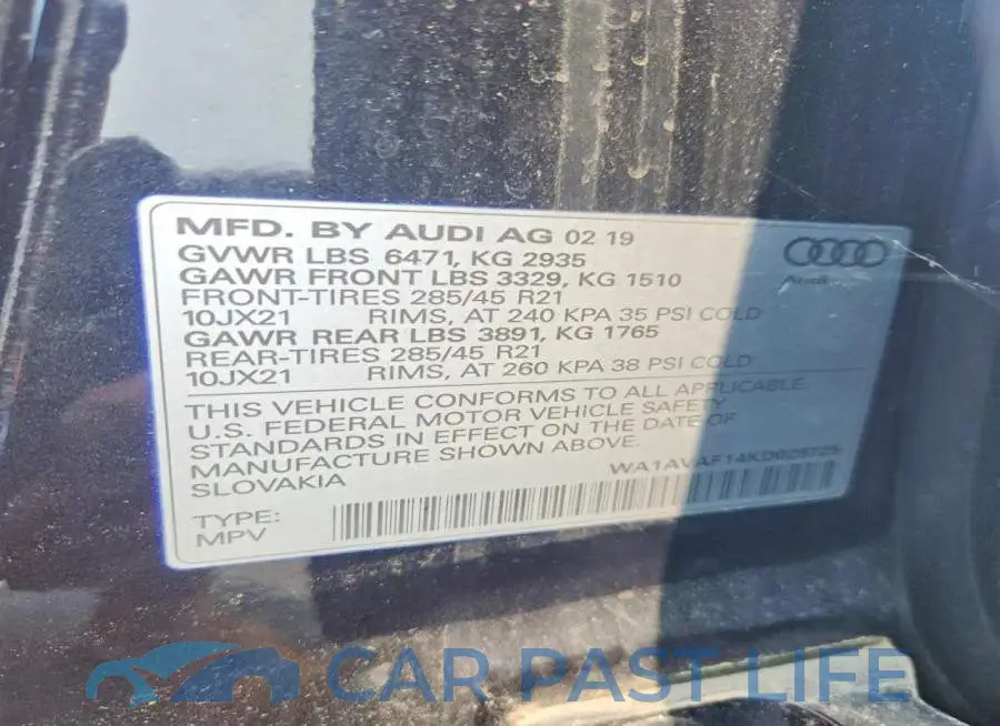 WA1AVAF14KD028725# 13