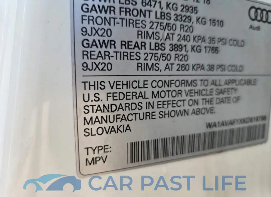WA1AVAF1XKD019768# 12