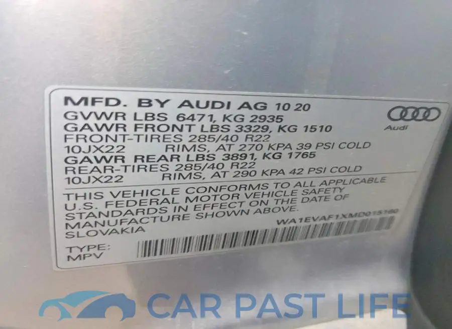 WA1EVAF1XMD015160# 13
