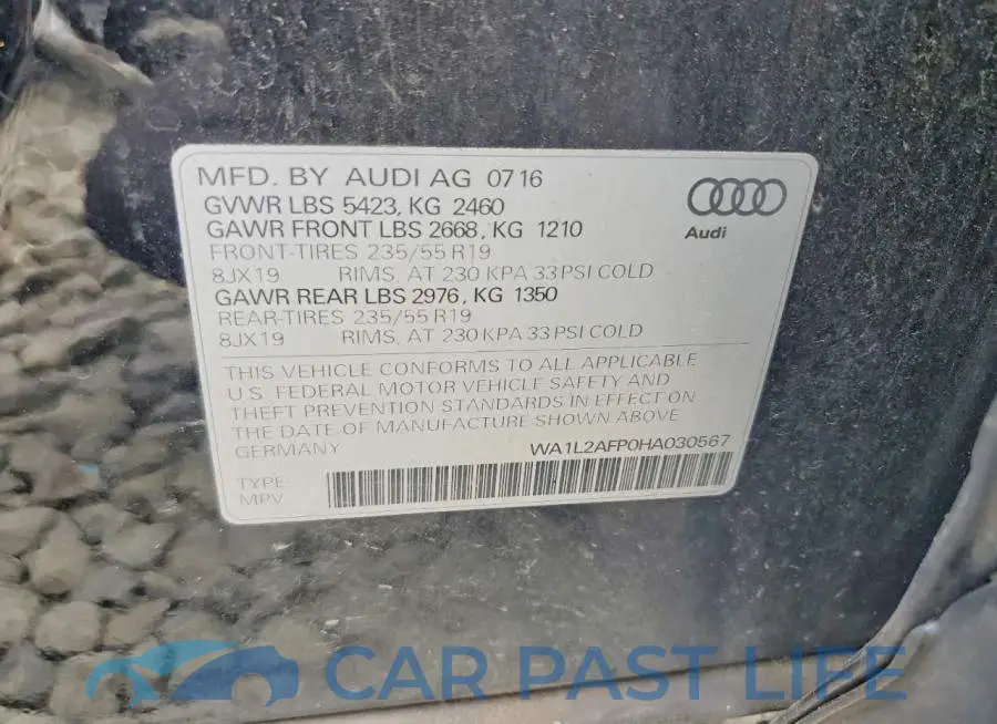 WA1L2AFP0HA030567# 13