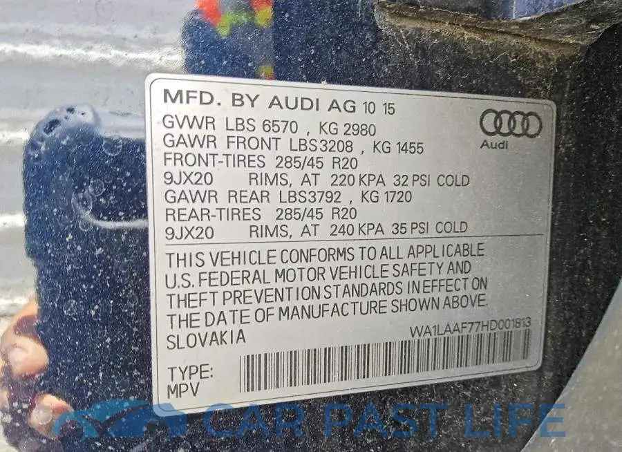 WA1LAAF77HD001813# 12