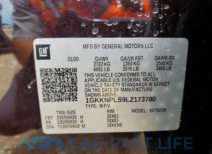 1GKKNPLS9LZ173780# 12