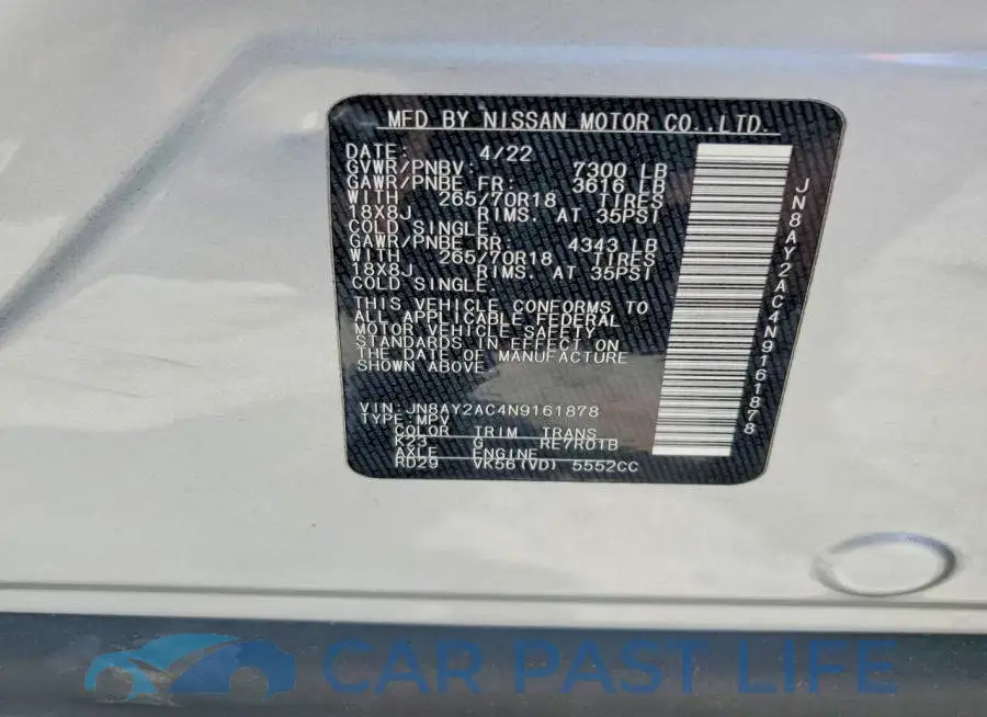 JN8AY2AC4N9161878# 13