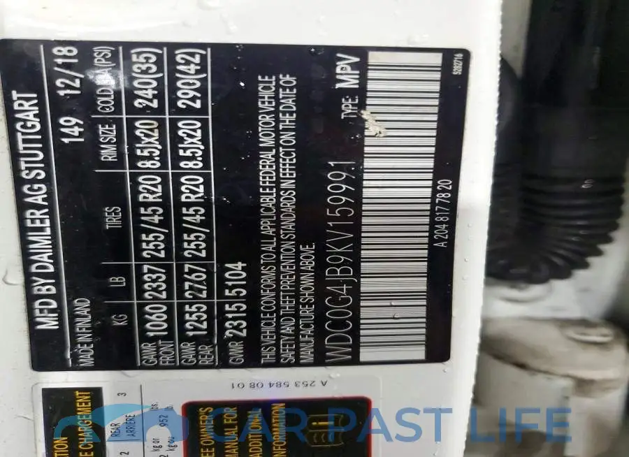 WDC0G4JB9KV159991# 12