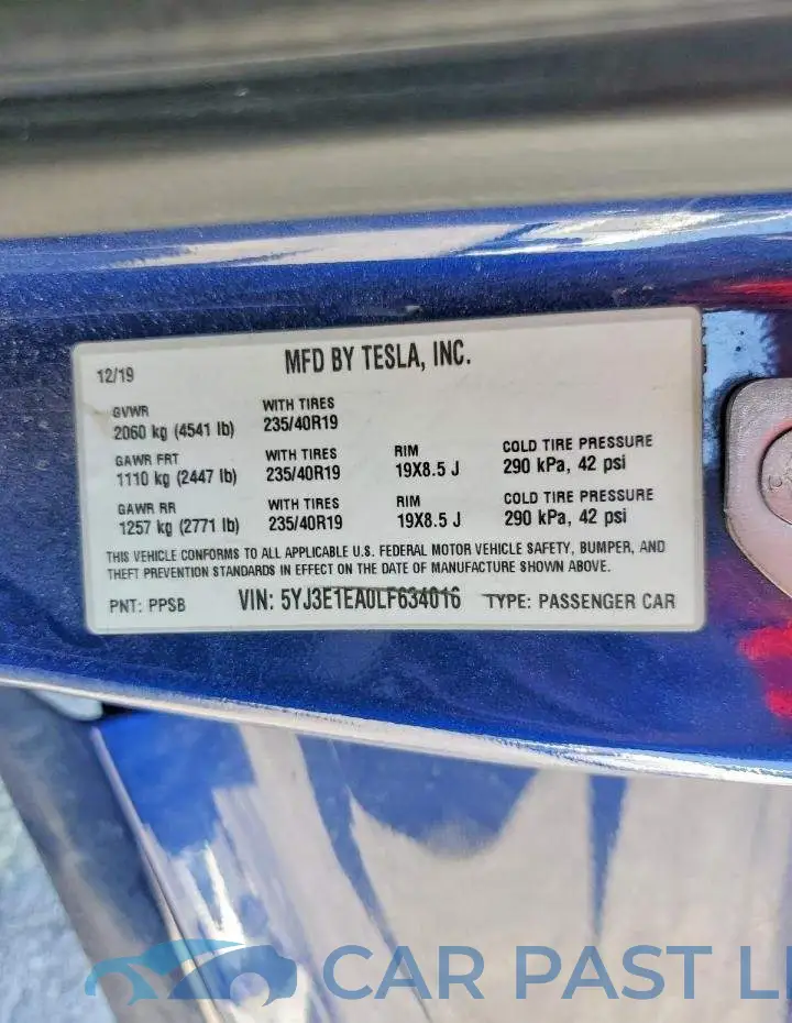 5YJ3E1EA0LF634016# 12