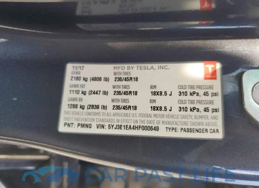 5YJ3E1EA4HF000649# 12