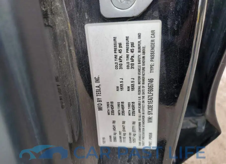 5YJ3E1EA7LF606746# 12