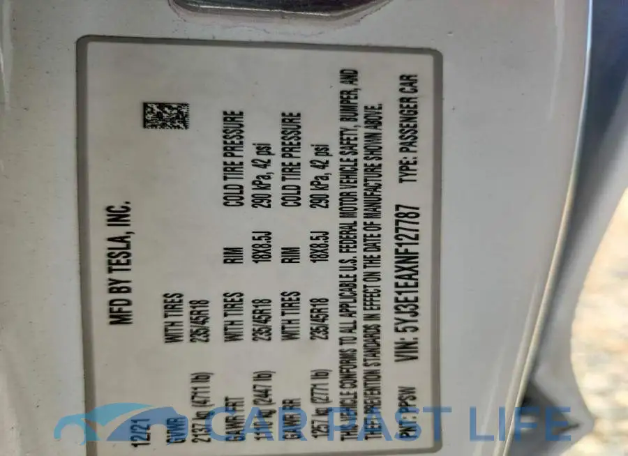 5YJ3E1EAXNF127787# 13