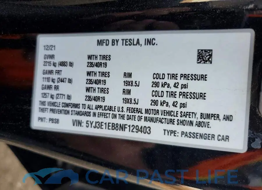 5YJ3E1EB8NF129403# 12