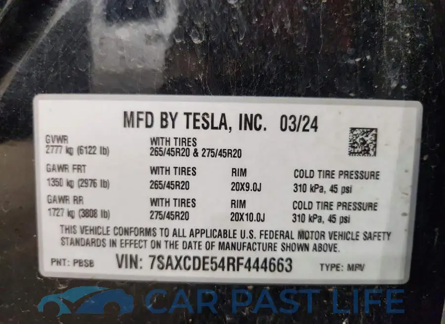 7SAXCDE54RF444663# 12