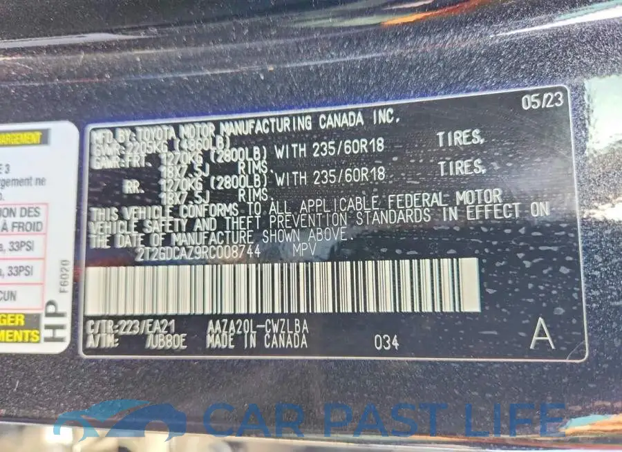 2T2GDCAZ9RC008744# 13