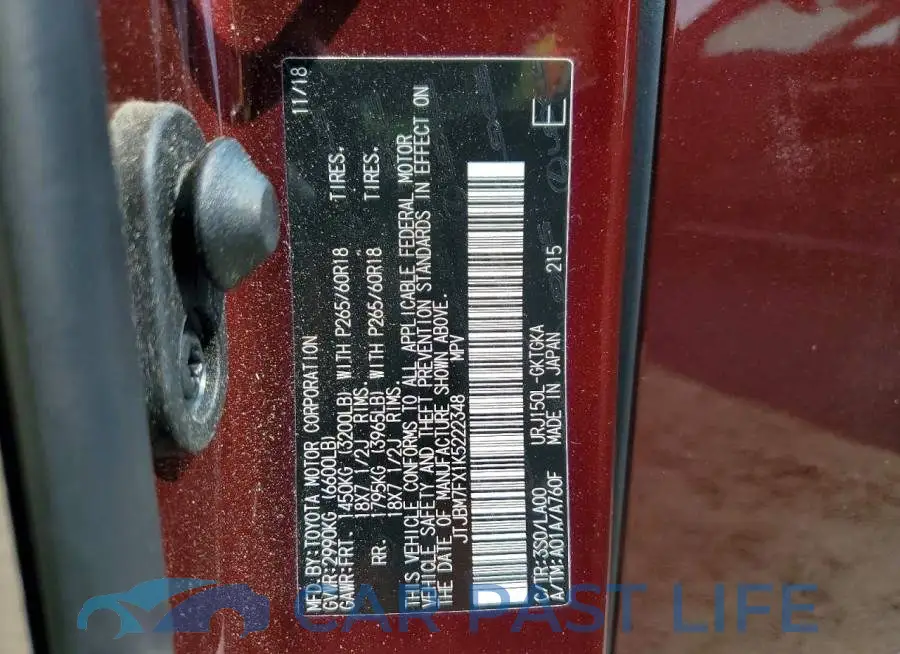 JTJBM7FX1K5222348# 12