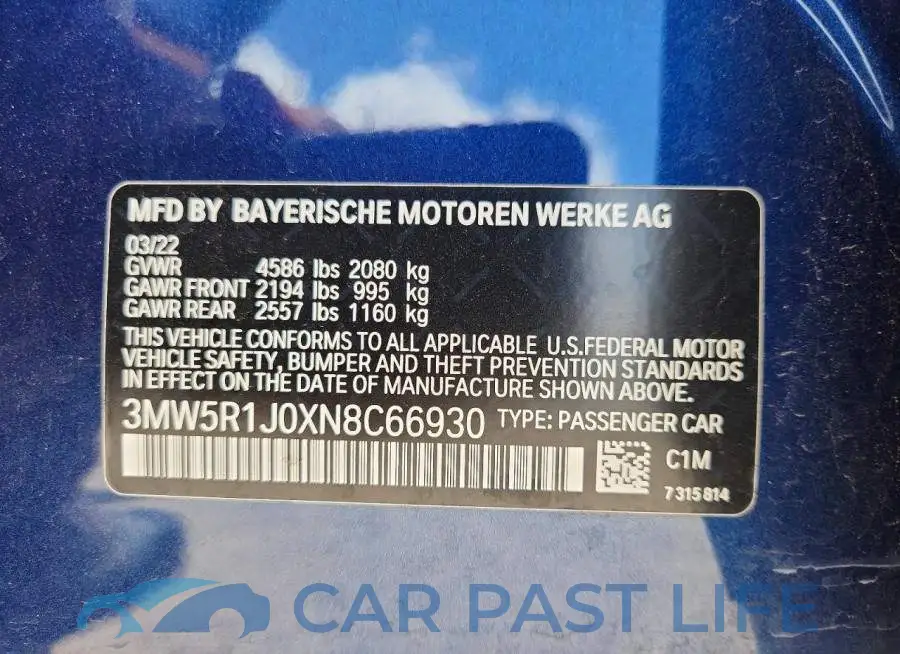 3MW5R1J0XN8C66930# 12