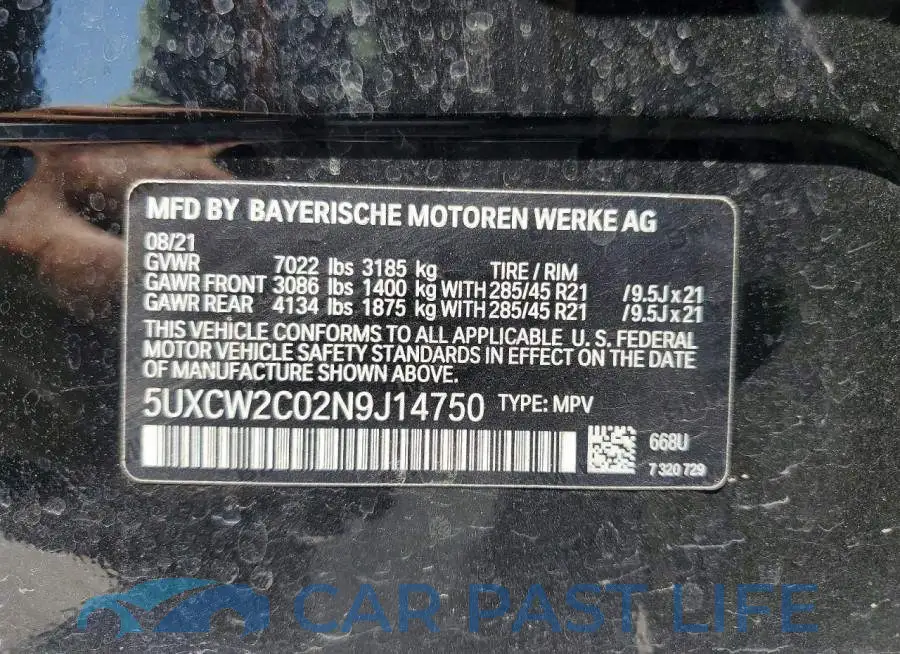 5UXCW2C02N9J14750# 14