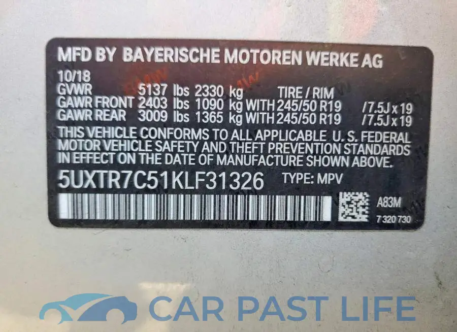 5UXTR7C51KLF31326# 13