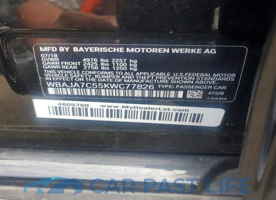 WBAJA7C55KWC77826# 12