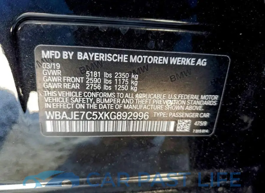 WBAJE7C5XKG892996# 13