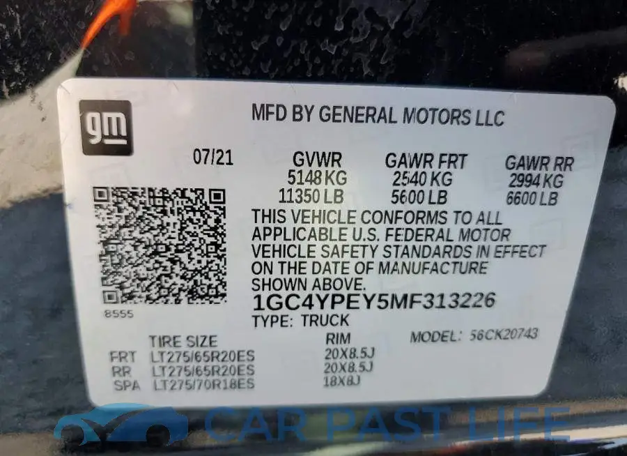 1GC4YPEY5MF313226# 12