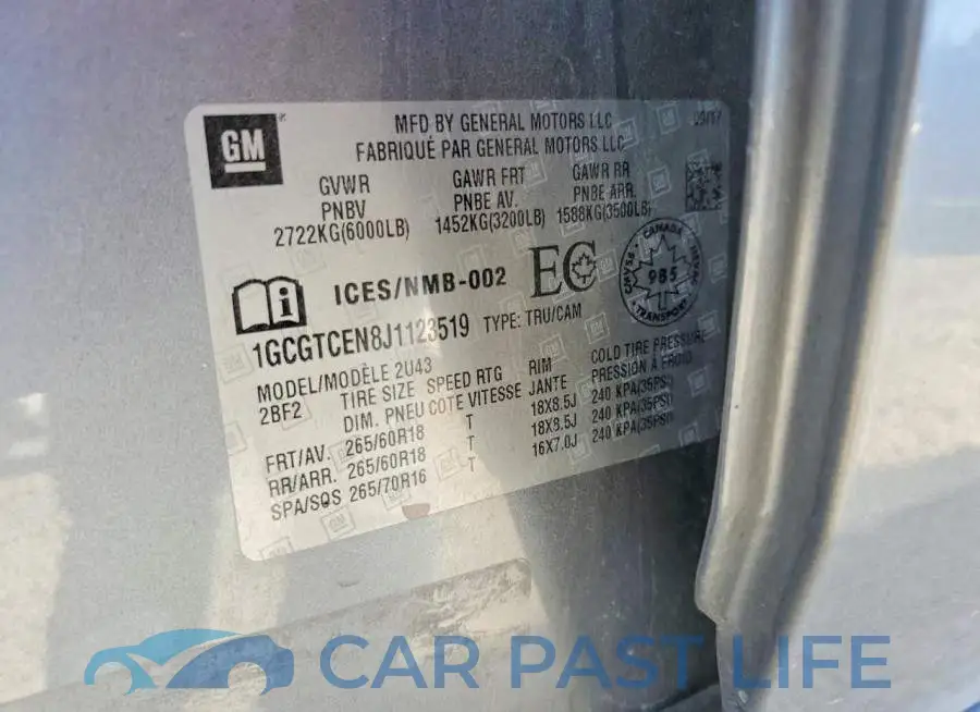 1GCGTCEN8J1123519# 12