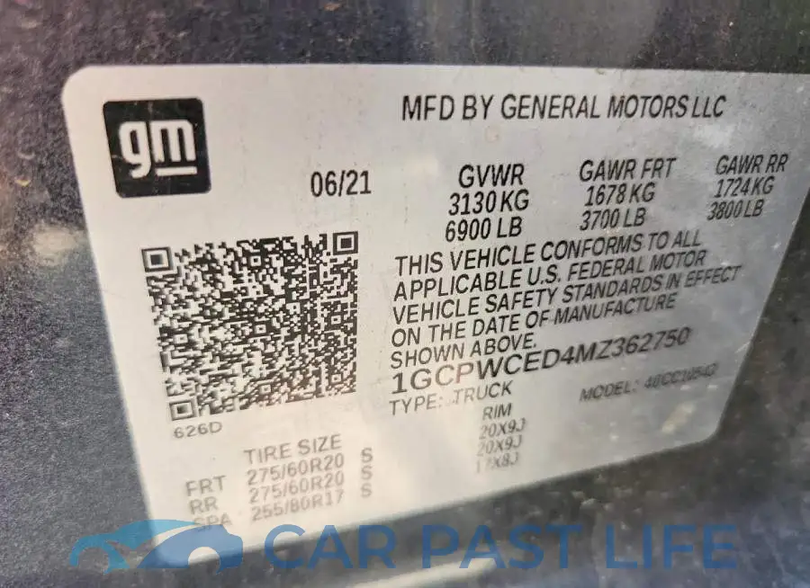 1GCPWCED4MZ362750# 12