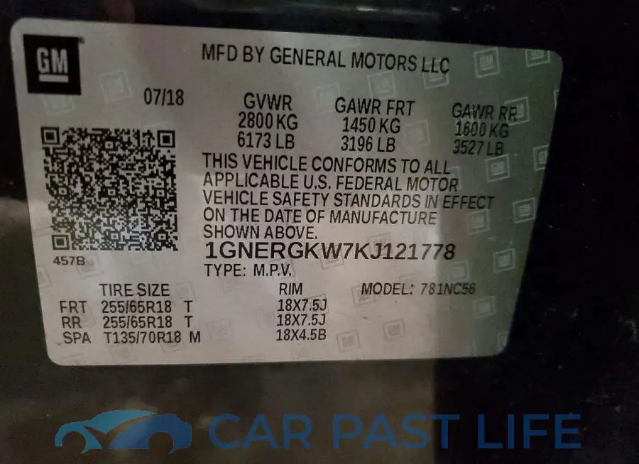 1GNERGKW7KJ121778# 13