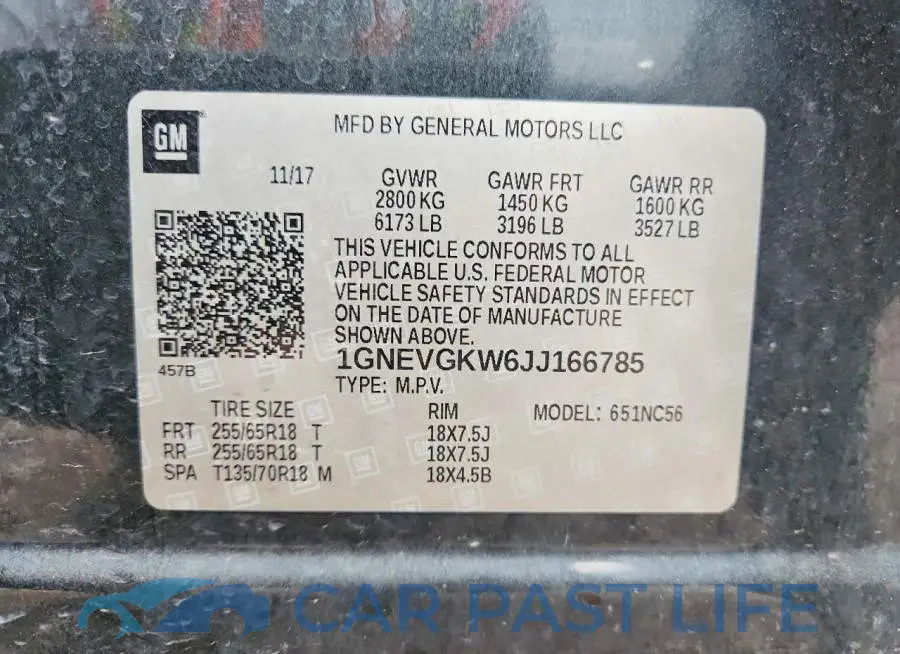 1GNEVGKW6JJ166785# 13
