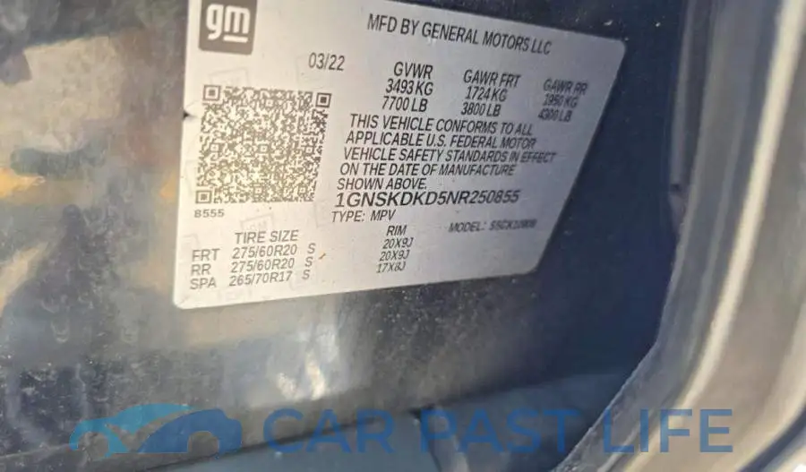 1GNSKDKD5NR250855# 10