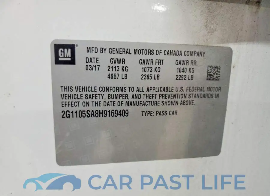 2G1105SA8H9169409# 12