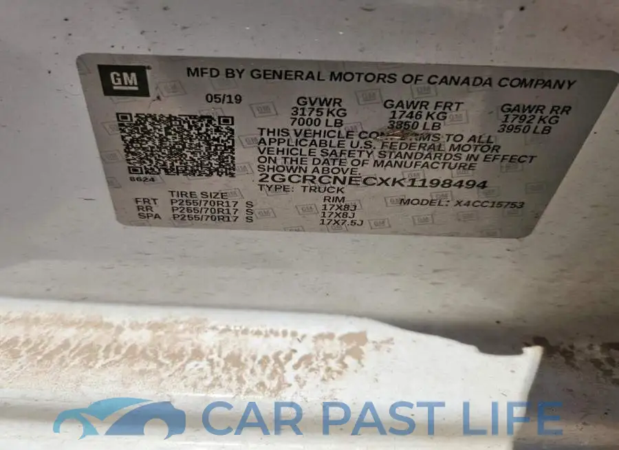 2GCRCNECXK1198494# 12