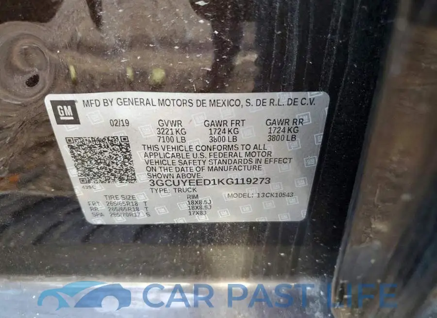 3GCUYEED1KG119273# 12