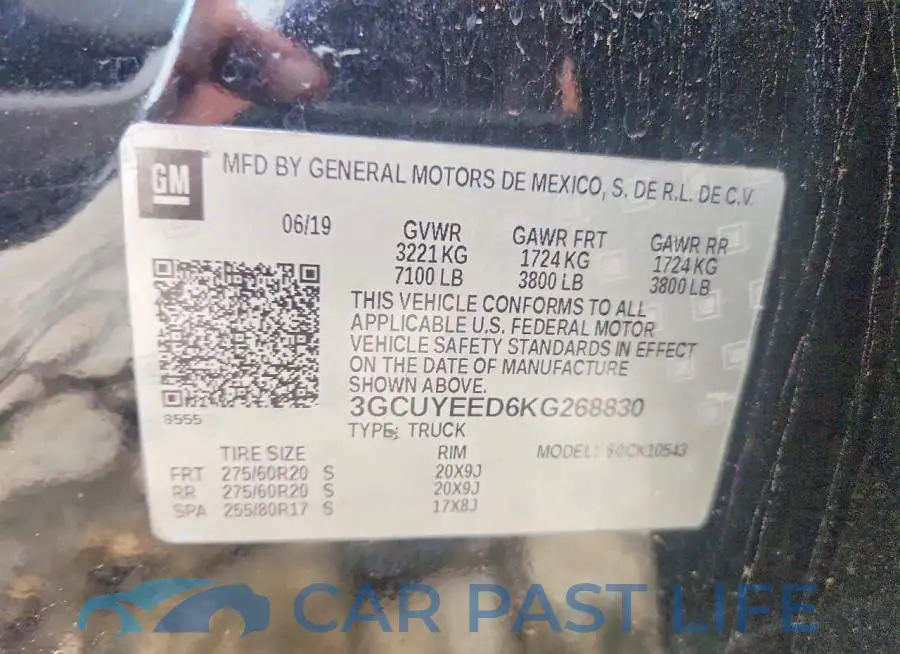 3GCUYEED6KG268830# 12