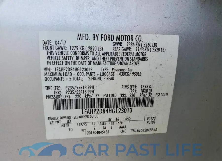 1FAHP2D84HG123013# 12