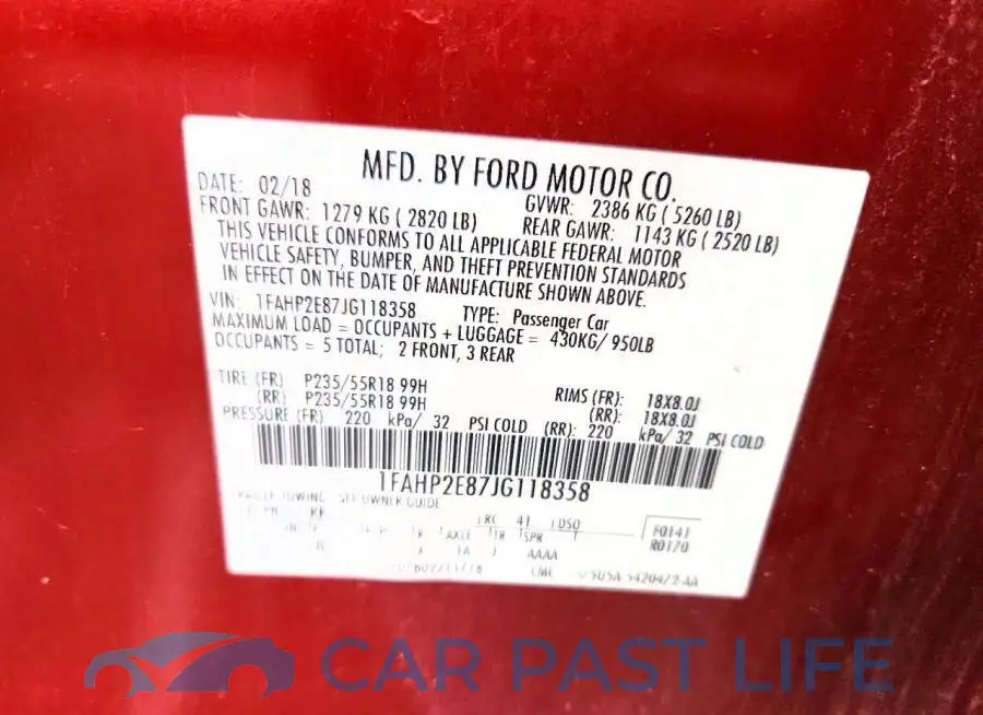 1FAHP2E87JG118358# 12