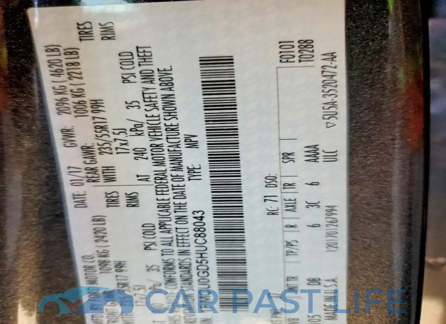 1FMCU0GD5HUC88043# 13