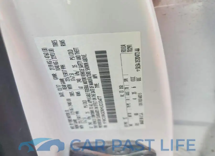 1FMCU9GD6HUD33477# 12