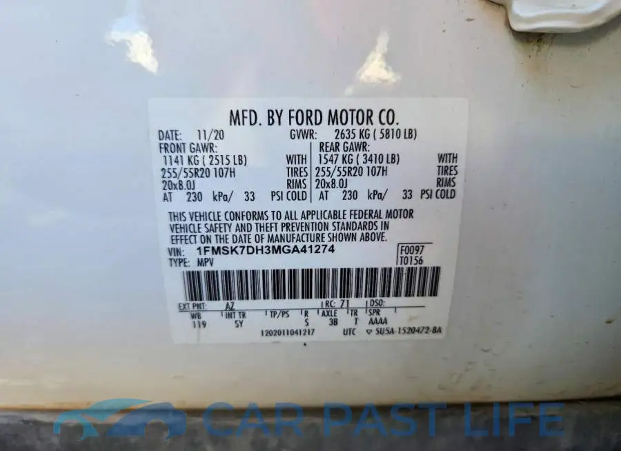 1FMSK7DH3MGA41274# 14