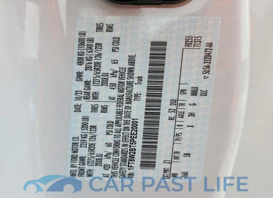 1FT8W2BT5PEE20001# 12
