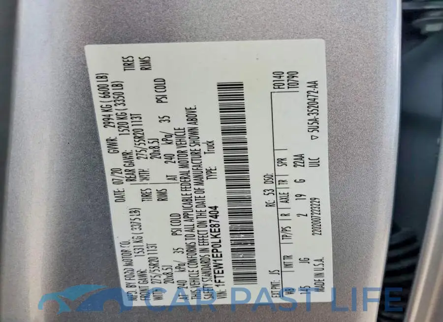 1FTEW1EP0LKE87404# 14
