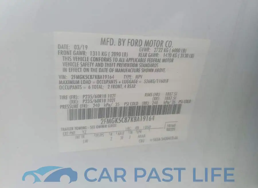 2FMGK5C87KBA19164# 12