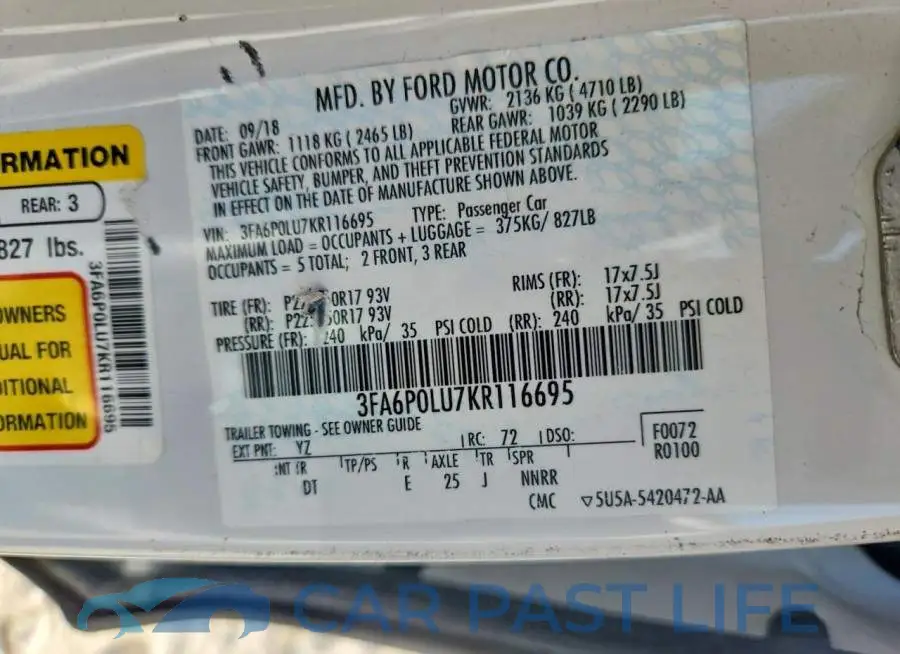 3FA6P0LU7KR116695# 13