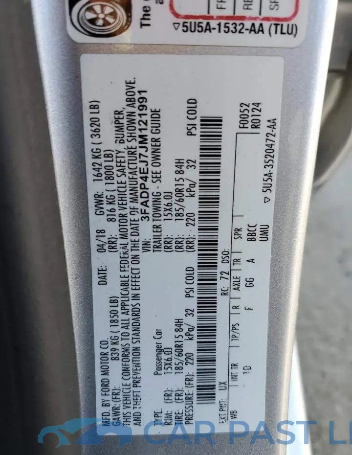 3FADP4EJ7JM121991# 12