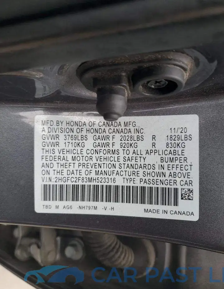 2HGFC2F83MH523316# 13