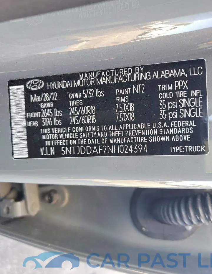 5NTJDDAF2NH024394# 12