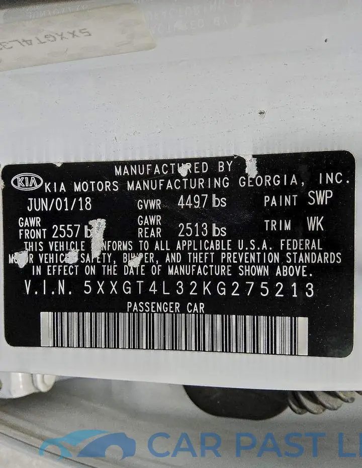 5XXGT4L32KG275213# 12