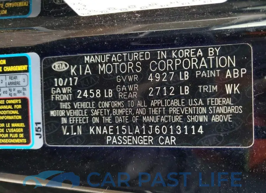 KNAE15LA1J6013114# 13
