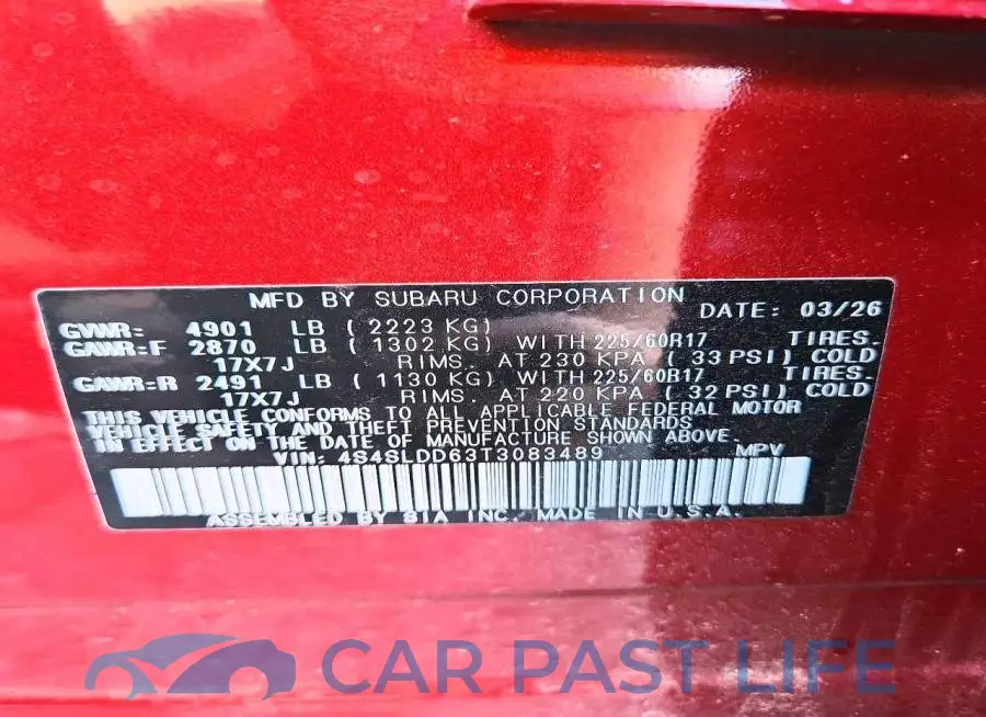 4S4SLDD63T3083489# 13