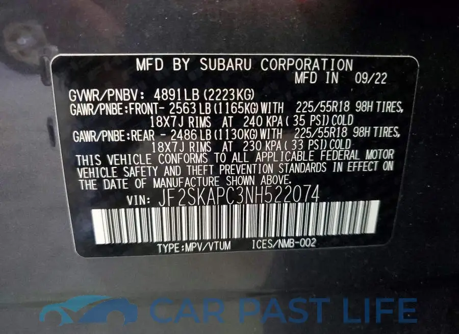 JF2SKAPC3NH522074# 13