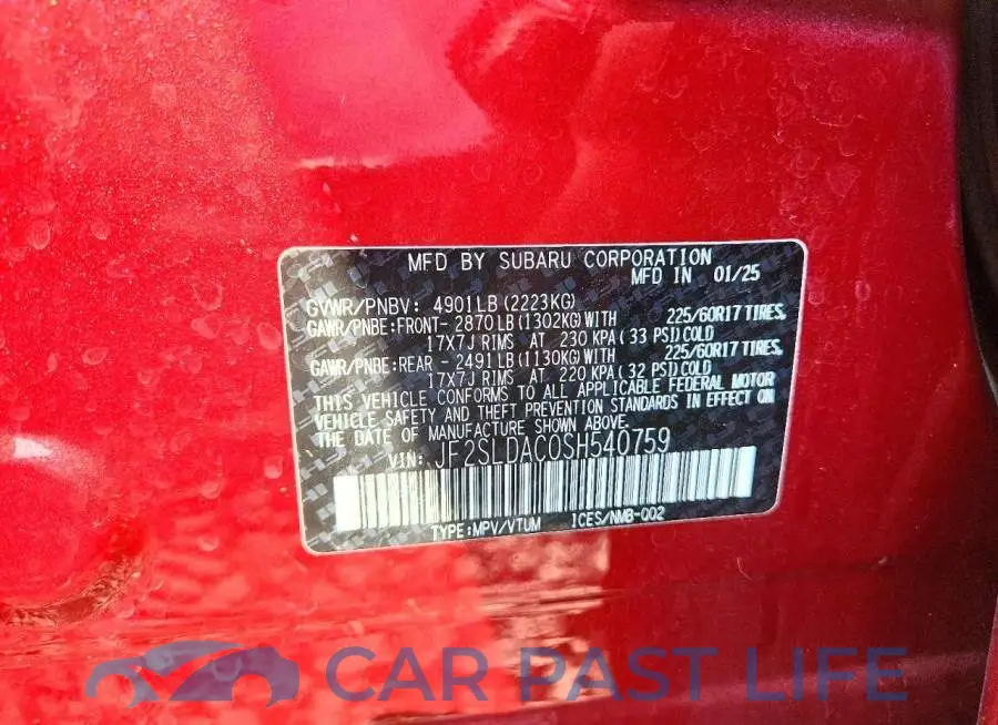 JF2SLDAC0SH540759# 13