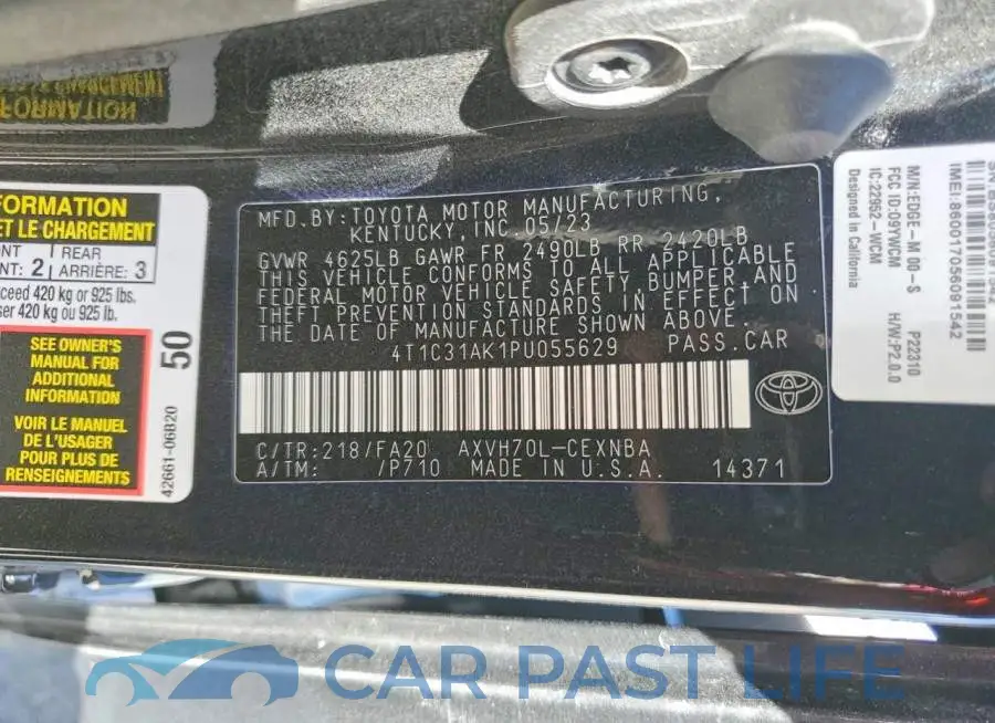 4T1C31AK1PU055629# 12