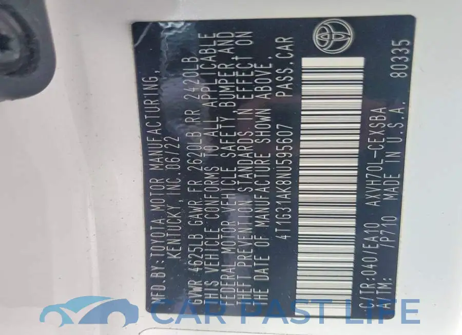 4T1G31AK8NU595607# 12